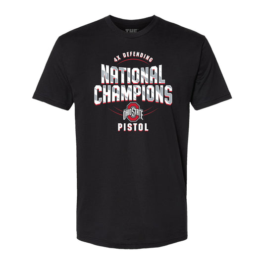 Ohio State Buckeyes Pistol 4X Defending National Champions T-Shirt