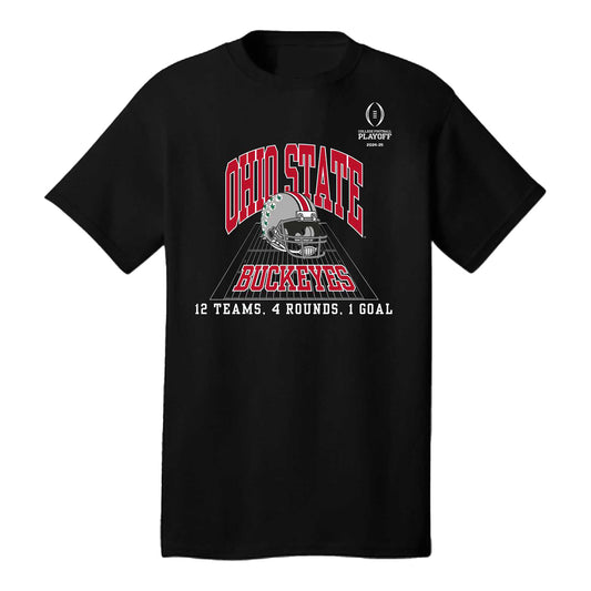 Ohio State Buckeyes College Football Playoff 12 Teams, 4 Rounds, 1 Goal T-Shirt - Front View