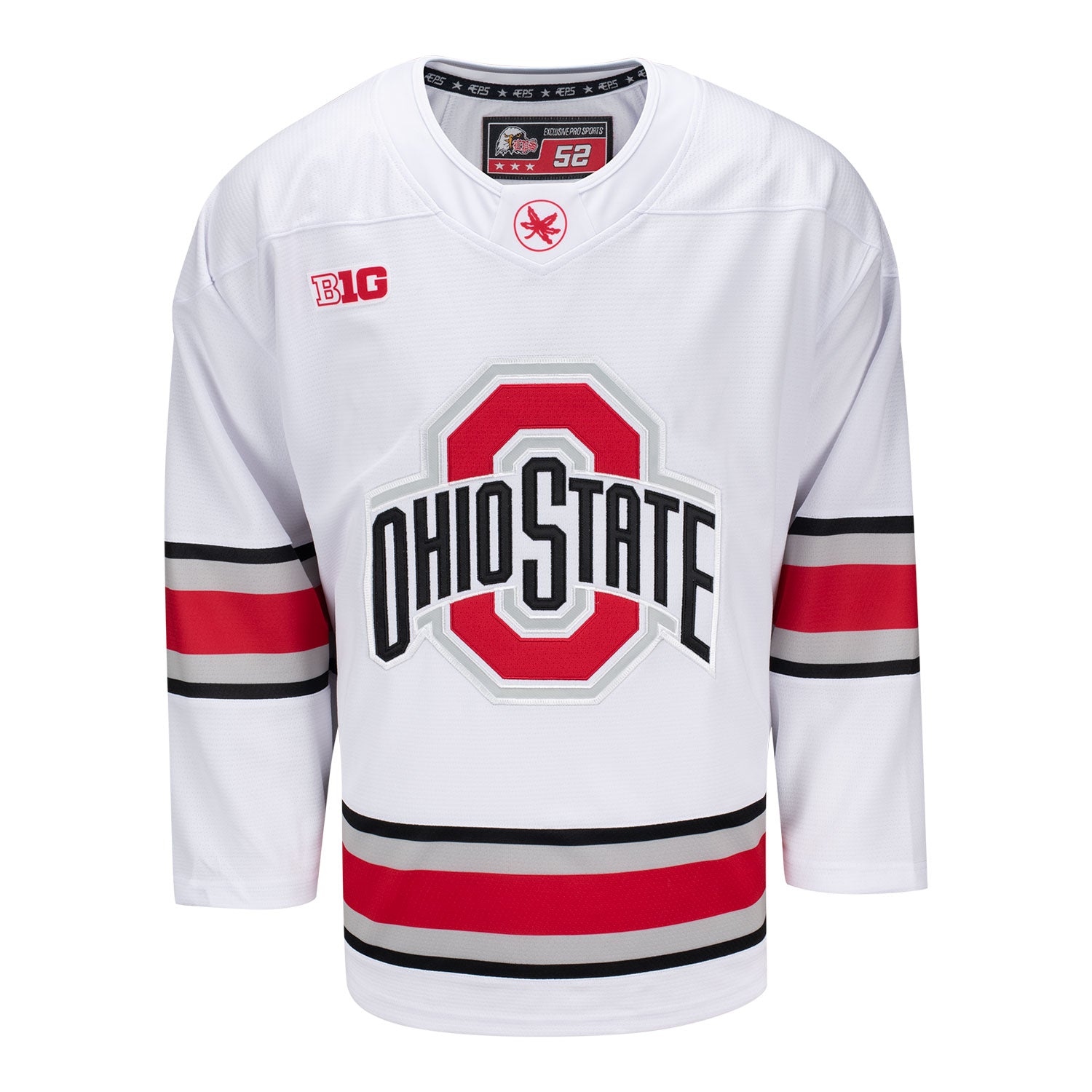 Ohio State Buckeyes Exclusive Pro Sports Men's Replica White Hockey Jersey - Front View