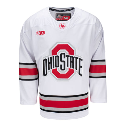 Ohio State Buckeyes Exclusive Pro Sports Men's Replica White Hockey Jersey - Front View