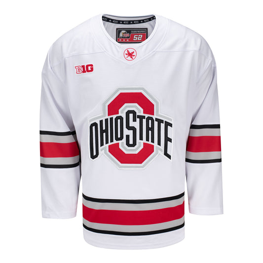 Ohio State Buckeyes Exclusive Pro Sports Men's Replica White Hockey Jersey - Front View