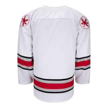 Ohio State Buckeyes Exclusive Pro Sports Men's Replica White Hockey Jersey - Back View