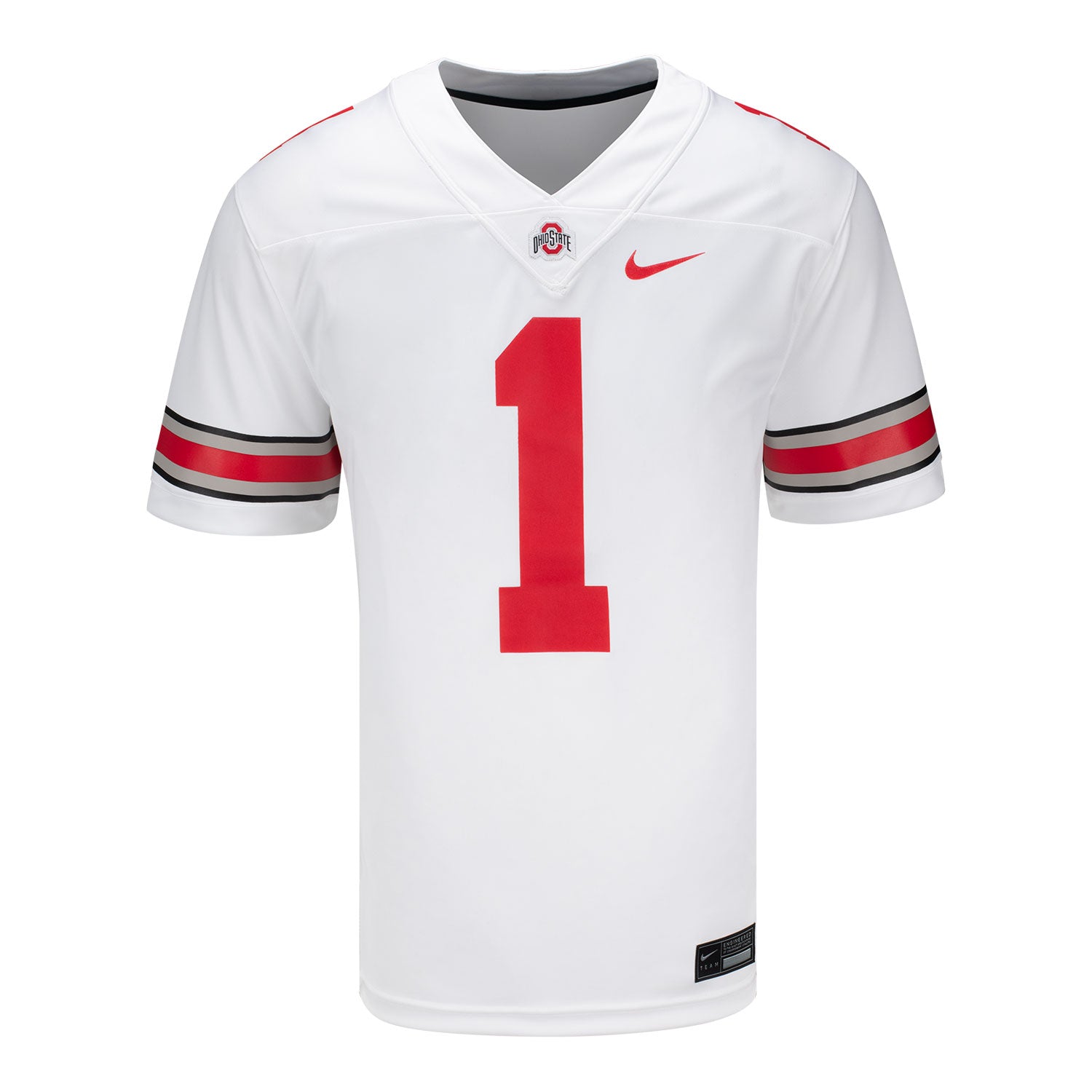 Ohio State Buckeyes Nike Football Game #1 White Jersey - Front View