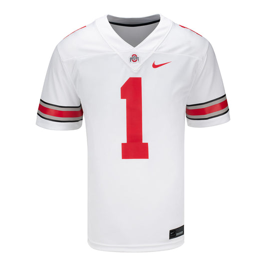 Ohio State Buckeyes Nike Football Game #1 White Jersey - Front View