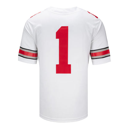 Ohio State Buckeyes Nike Football Game #1 White Jersey - Back View