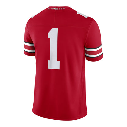 Ohio State Buckeyes Nike Limited #1 Scarlet Jersey In Scarlet - Back View