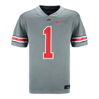 Ohio State Buckeyes Youth Nike #1 Dark Steel Alternate Jersey - In Gray - Front View