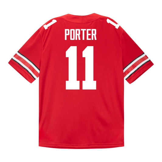 Ohio State Buckeyes Nike #11 Quincy Porter Student Athlete Scarlet Football Jersey - Back View