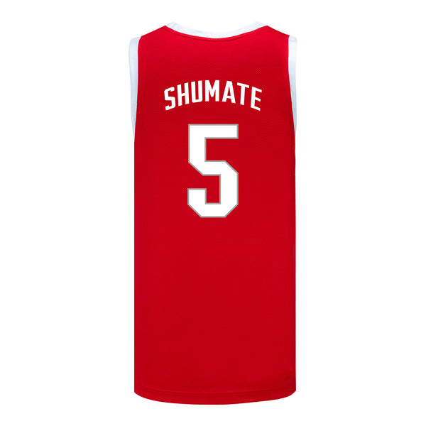 Ohio State Buckeyes Nike Women's Basketball Student Athlete #5 Emma Shumate Scarlet Jersey - Back View