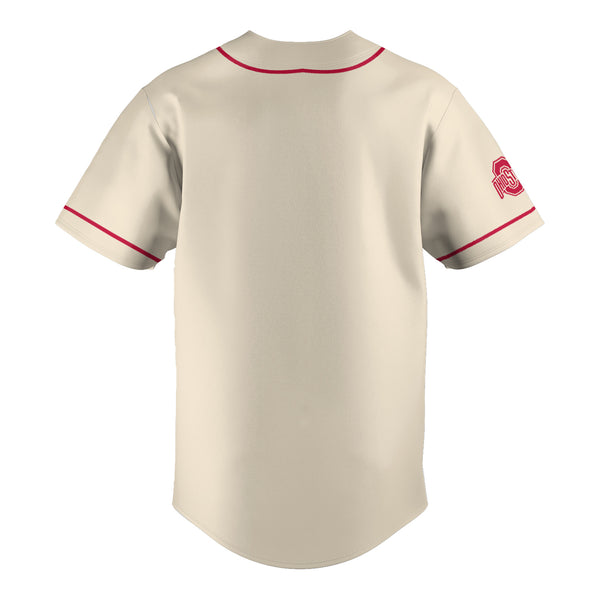 Ohio State Buckeyes ProSphere Replica Baseball Jersey In Off White - Back View