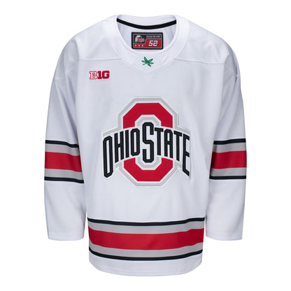 Ohio State Buckeyes Exclusive Pro Sports White Hockey Jersey - Front View