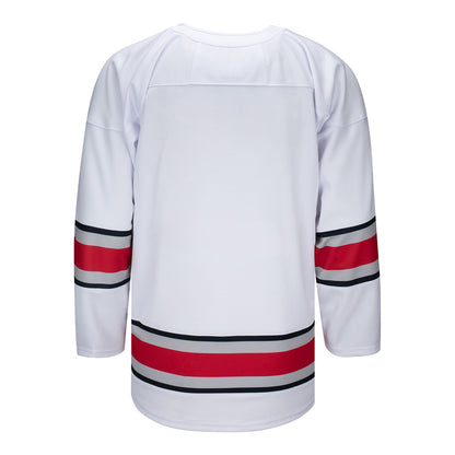 Ohio State Buckeyes Exclusive Pro Sports White Hockey Jersey - Back View