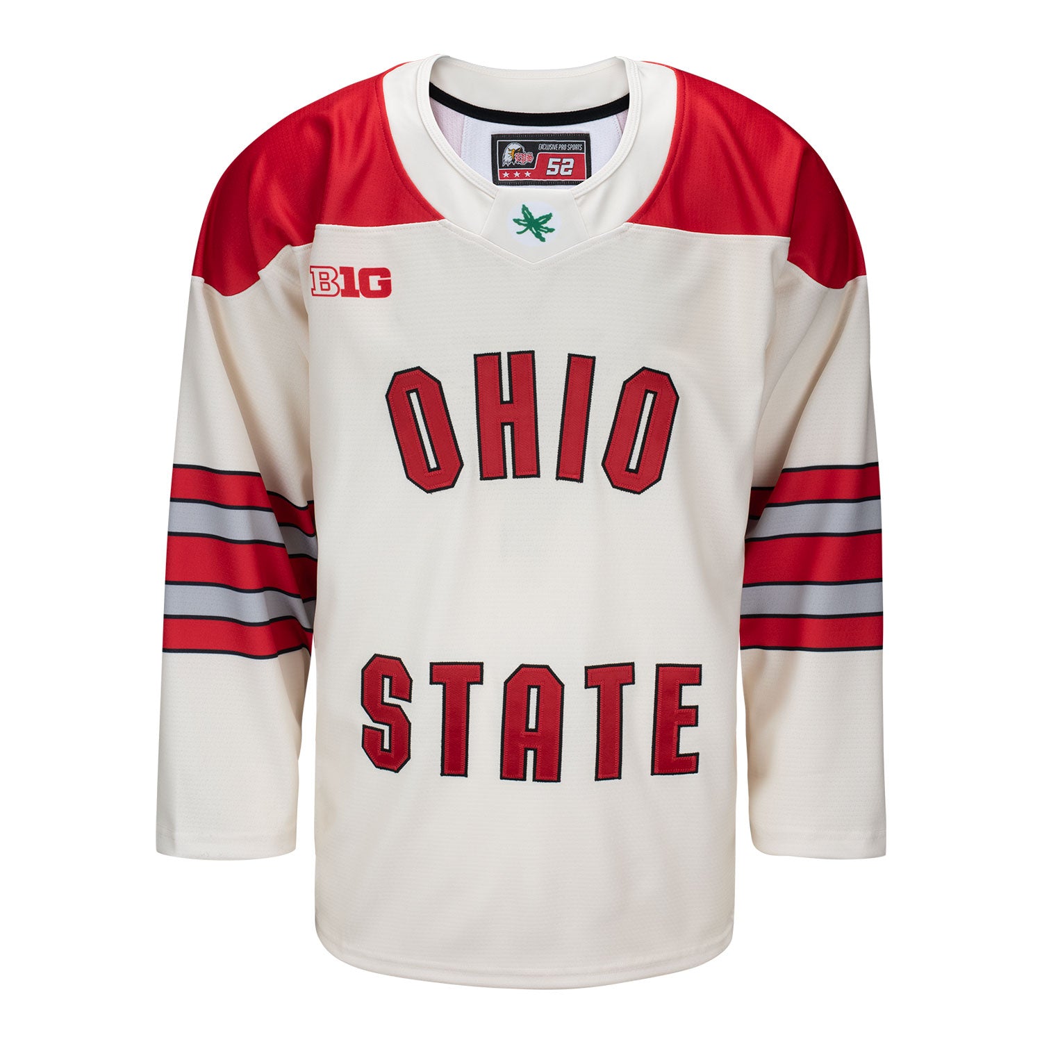 Ohio State Buckeyes Exclusive Pro Sports Cream Hockey Jersey - Front View