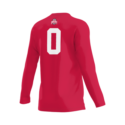 Ohio State Buckeyes Scarlet #0 Volleyball Jersey - Back View