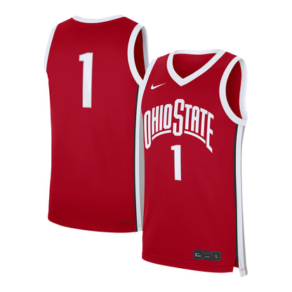 Ohio State Buckeyes #1 Scarlet Basketball Jersey - Front and Back View