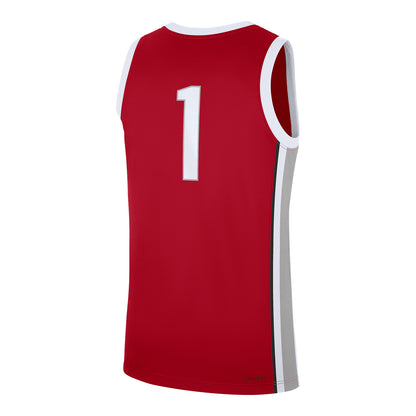 Ohio State Buckeyes #1 Scarlet Basketball Jersey - Back View