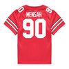 Ohio State Buckeyes Nike #90 Eric Mensah Student Athlete Scarlet Football Jersey - Back View