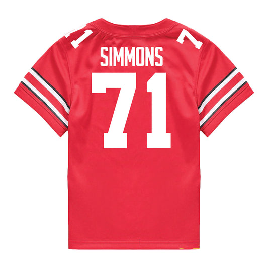 Ohio State Buckeyes Nike #71 Josh Simmons Student Athlete Scarlet Football Jersey - Back View