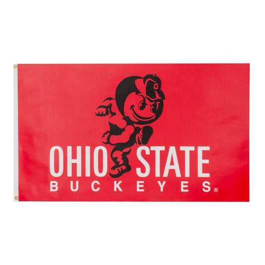 Ohio State Buckeyes 3' X 5' State Retro Flag - In Scarlet - Front View