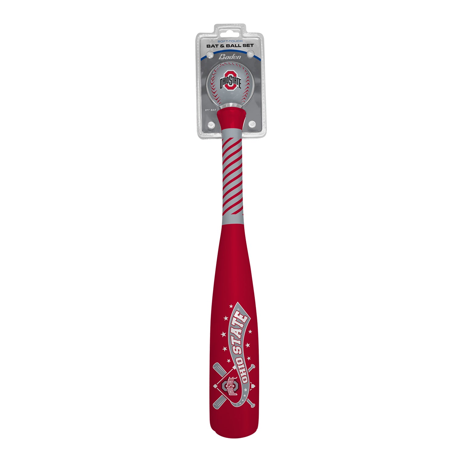 Ohio State Buckeyes 21" Baseball Bat and Ball Set - Front View