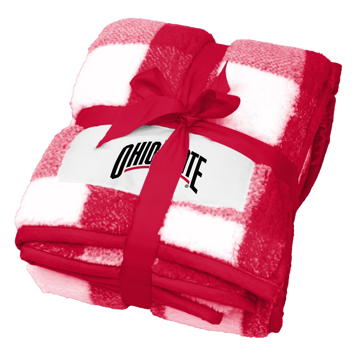 Ohio State Buckeyes Buffalo Check Frosty Fleece Scarlet Blanket - Main View