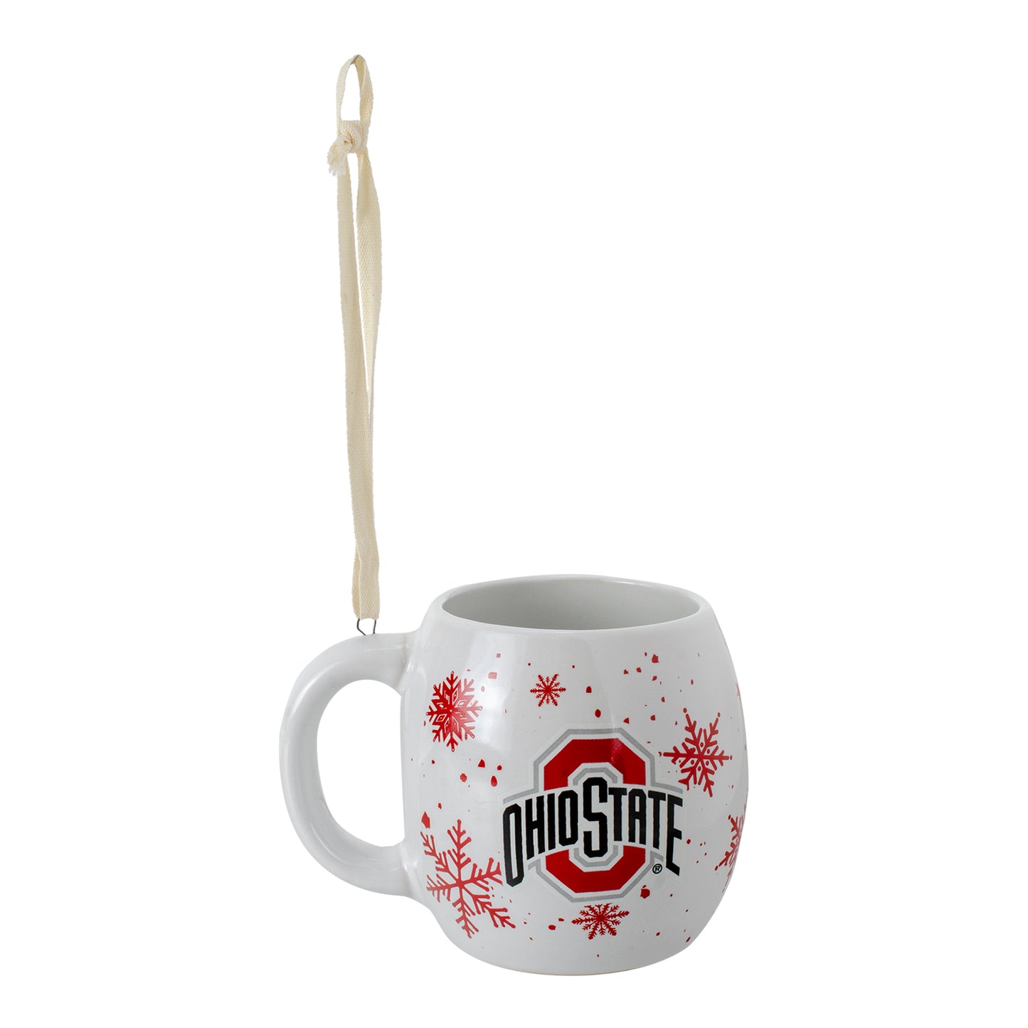 Ohio State Buckeyes Ceramic Mug White Ornament - Front View