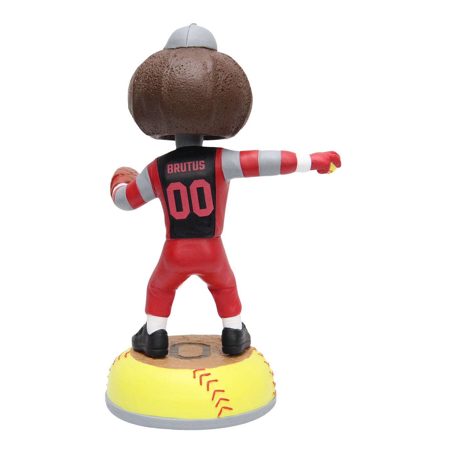 Ohio State Buckeyes Brutus Softball Bobblehead - In Brown - Back View