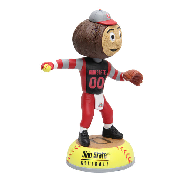 Ohio State Buckeyes Brutus Softball Bobblehead - In Brown - Front View