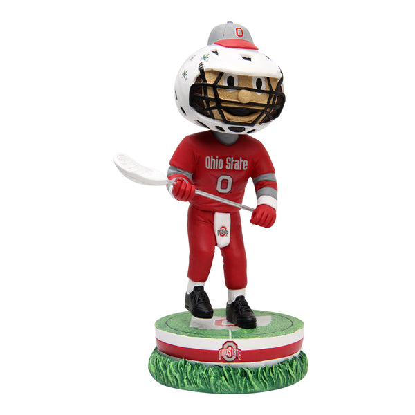 Ohio State Buckeyes Brutus Lacrosse Bobblehead - In Brown - Front View