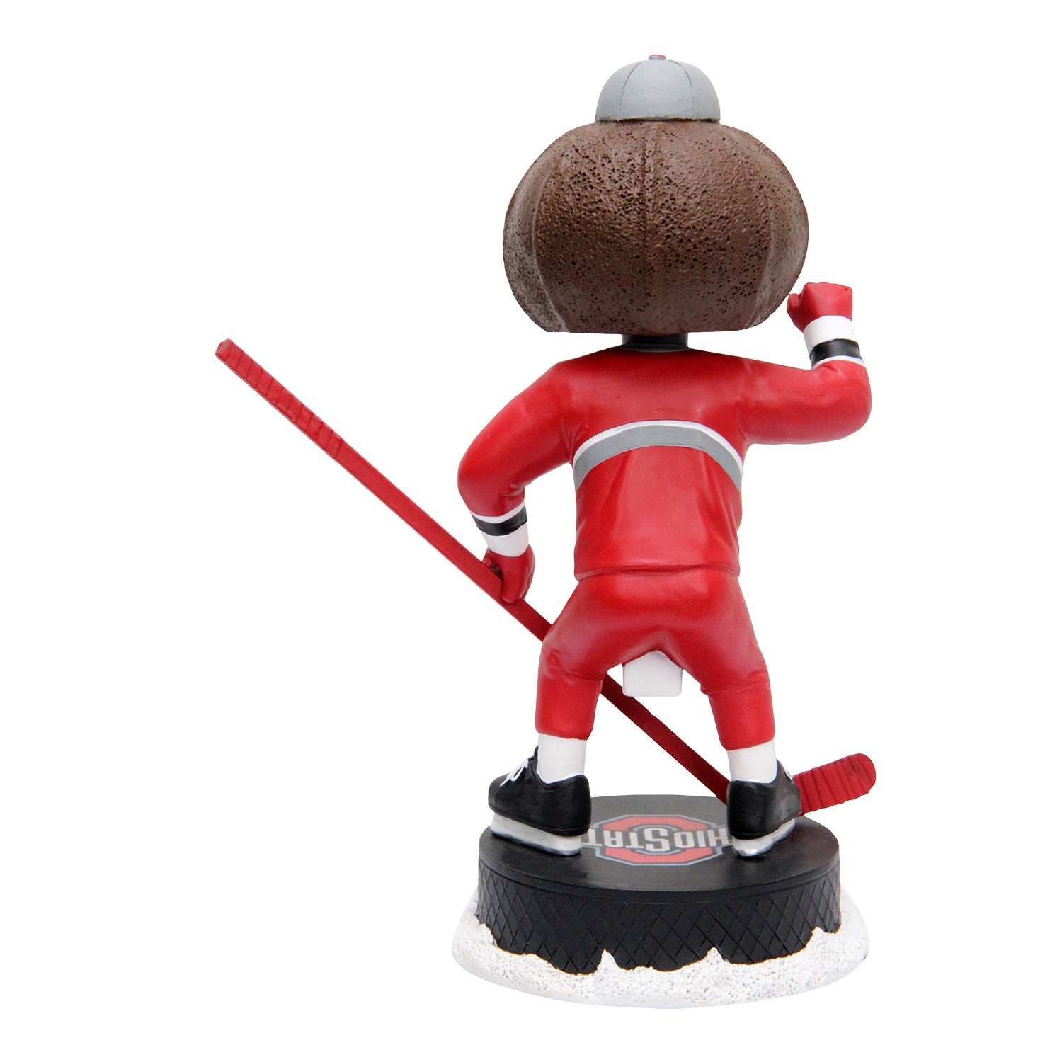 Ohio State Buckeyes Brutus Ice Hockey Bobblehead - In Brown  - Back View