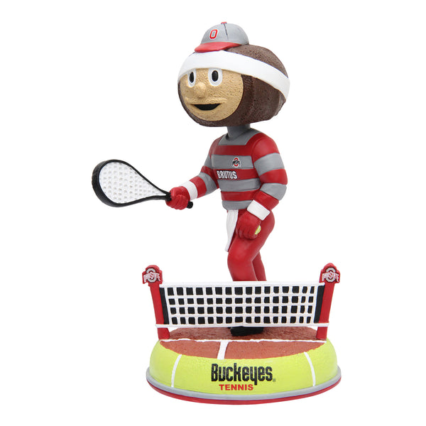 Ohio State Buckeyes Brutus Tennis Bobblehead - In Brown - Front View