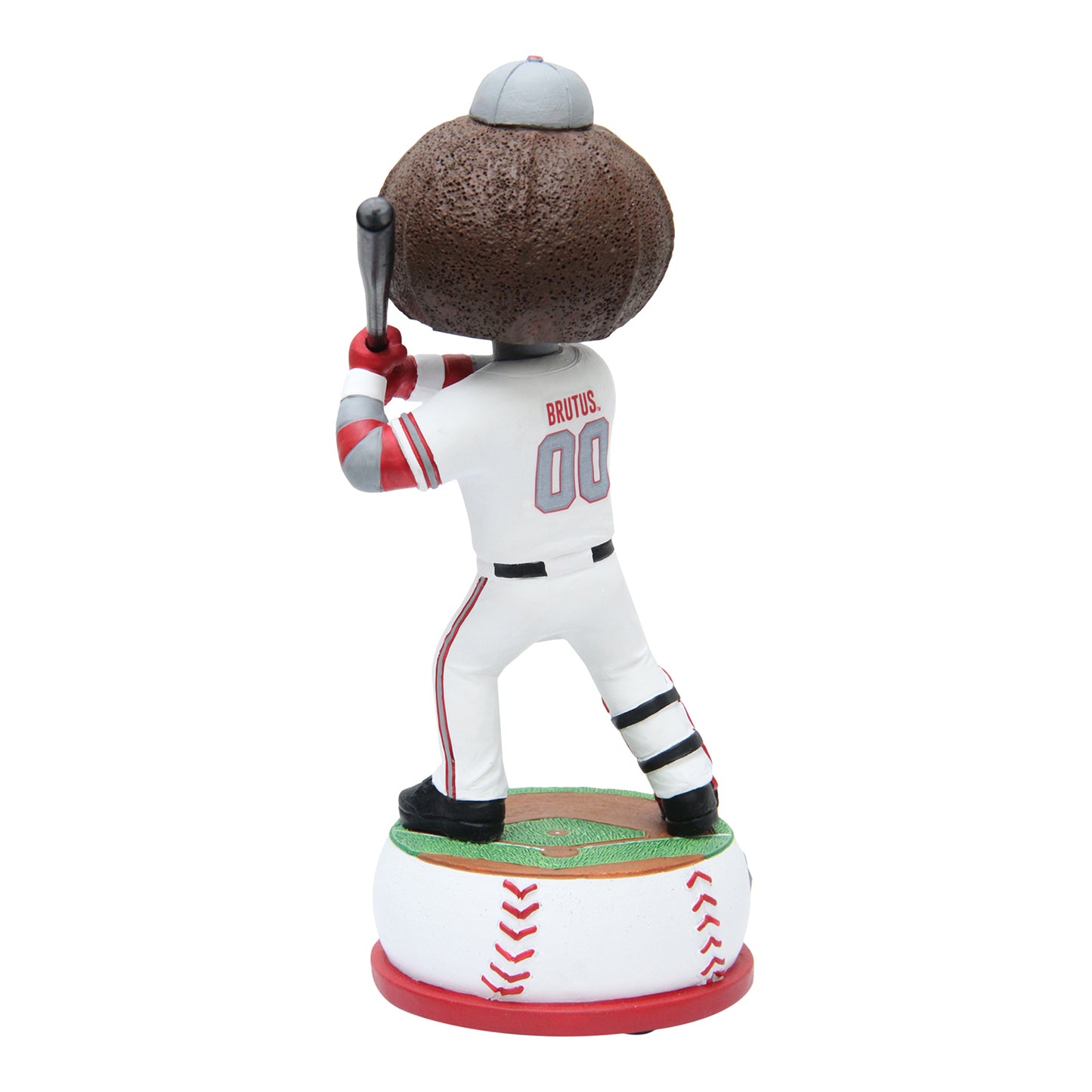 Ohio State Buckeyes Brutus Baseball Bobblehead - In Brown - Back View