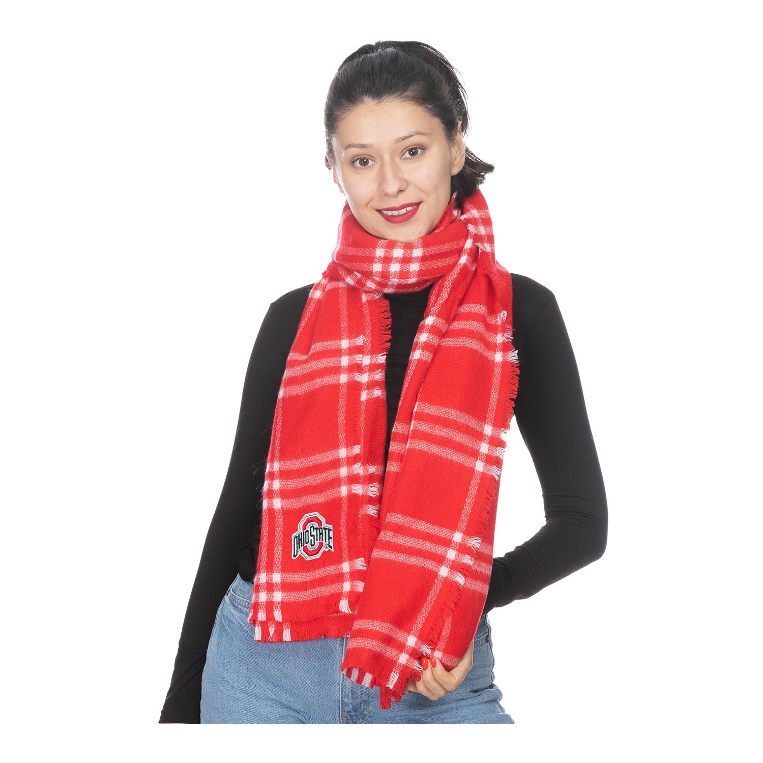 Ohio State Buckeyes Plaid Blanket Scarf - Main View