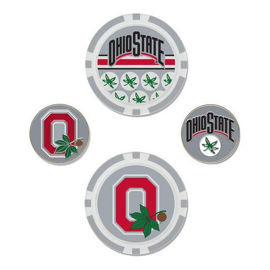 Ohio State Buckeyes Buckeye Leaf Golf Ball Marker Set - Multi View