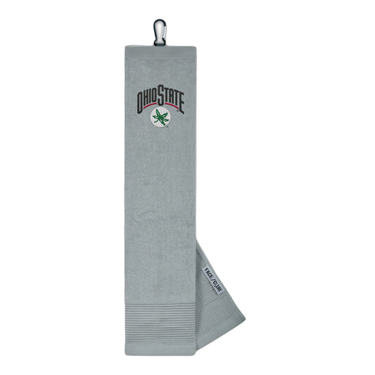 Ohio State Buckeyes 16" x 24" Golf Face/Club Buckeye Leaf Gray Towel - Front View