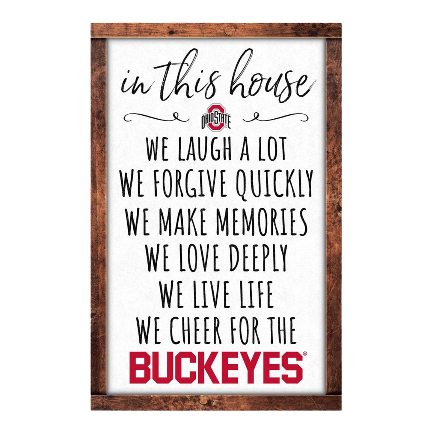 Ohio State Buckeyes Box List Wood Sign 11" x 17" - Front View