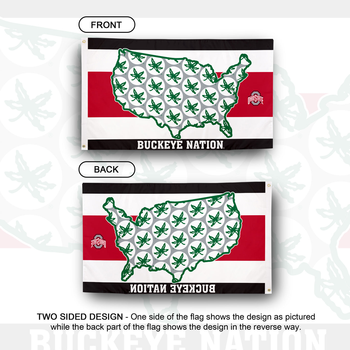 Ohio State Buckeyes Desert Cactus Buckeye Nation 3x5 Flag - Multi View