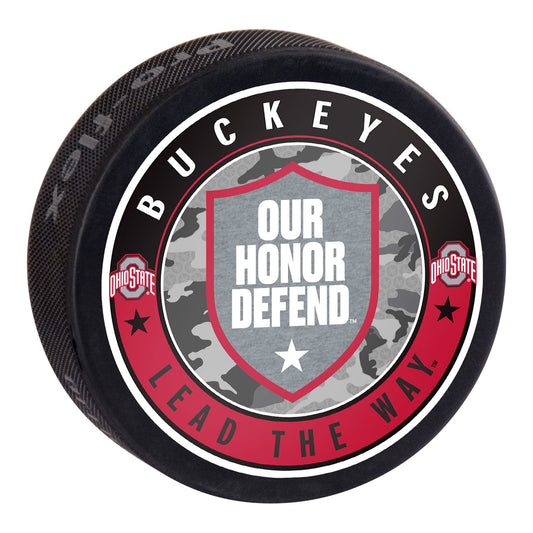 Ohio State Buckeyes Our Honor Defend Hockey Puck - Front View