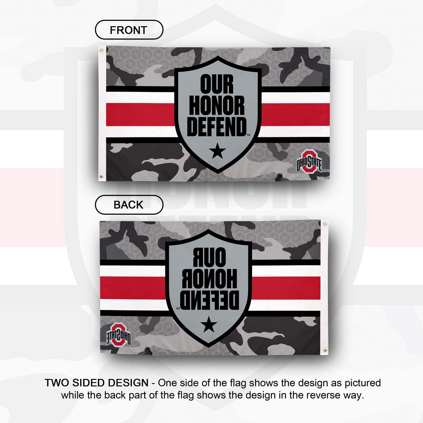 Ohio State Buckeyes Desert Cactus 'Our Honor Defend' 3'x5' Flag - Multi View