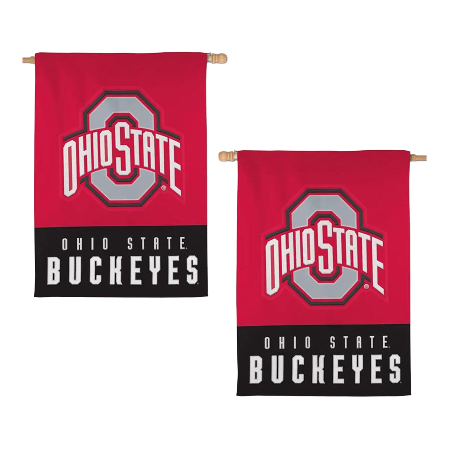 Ohio State Buckeyes Wincraft 28"x40" Applique Vertical Flag In Red - Front View