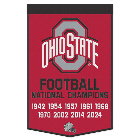 Ohio State Buckeyes Wincraft 24"x38" Football Championships Banner In Scarlet - Front View