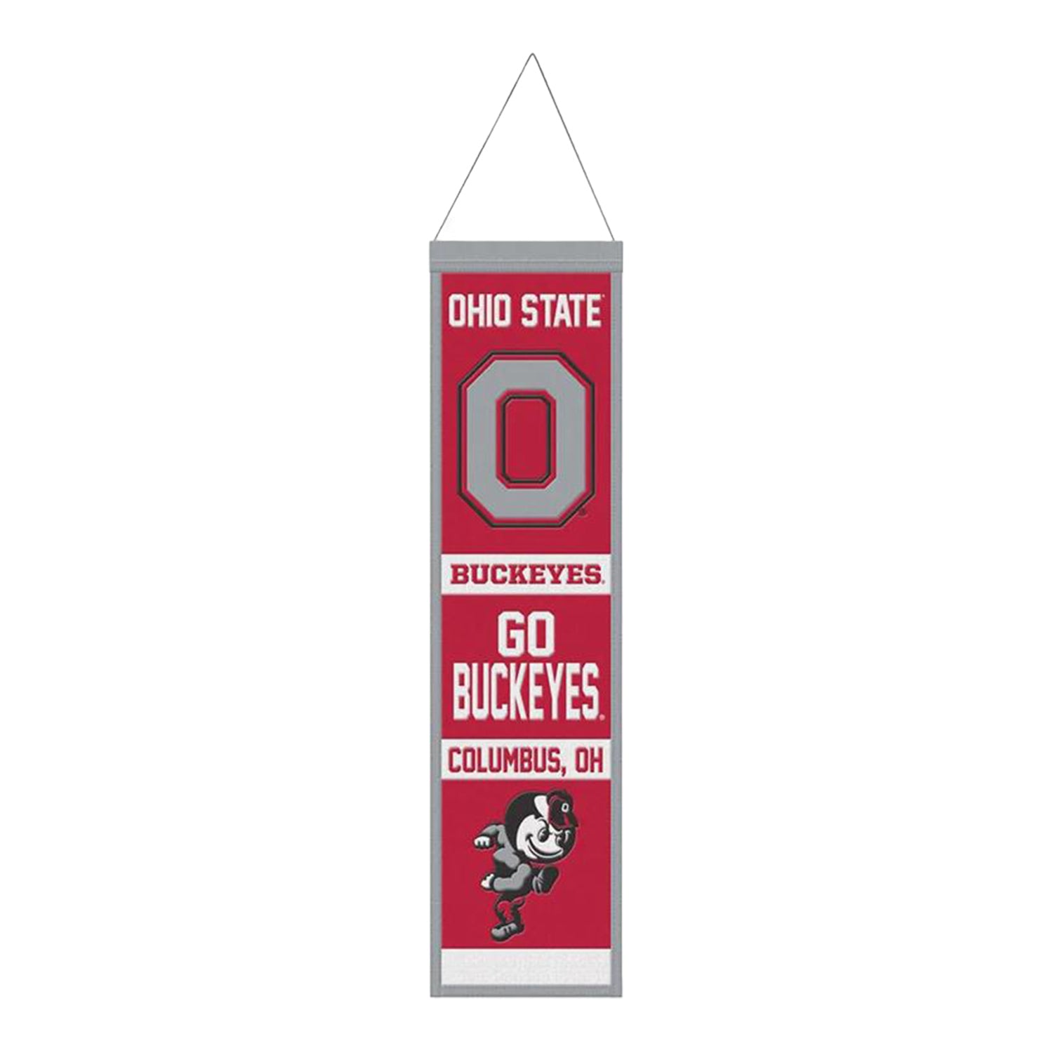 Ohio State Buckeyes Wincraft 8"x32" Wool Evolution Banner In Red - Front View