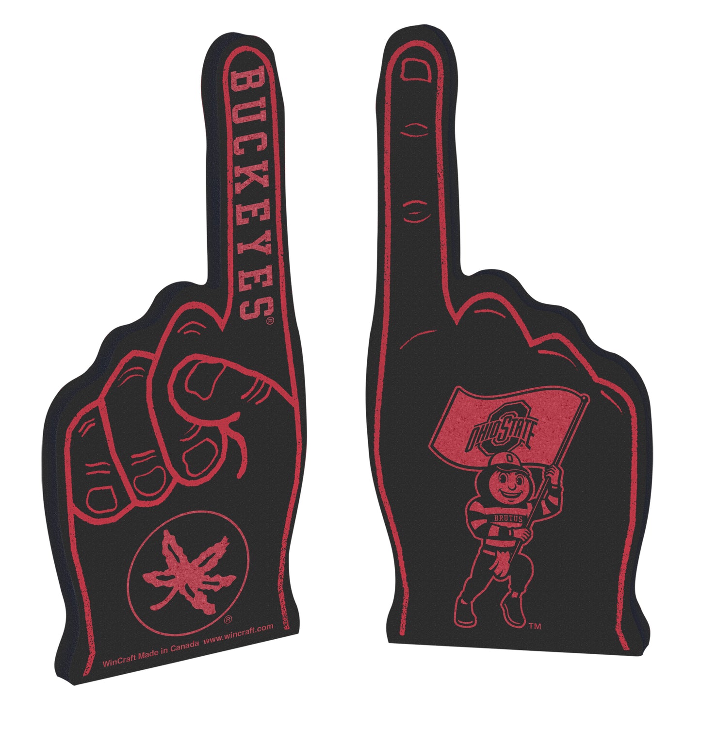 Ohio State Buckeyes Brutus Buckeye Foam Finger - Front and Back View