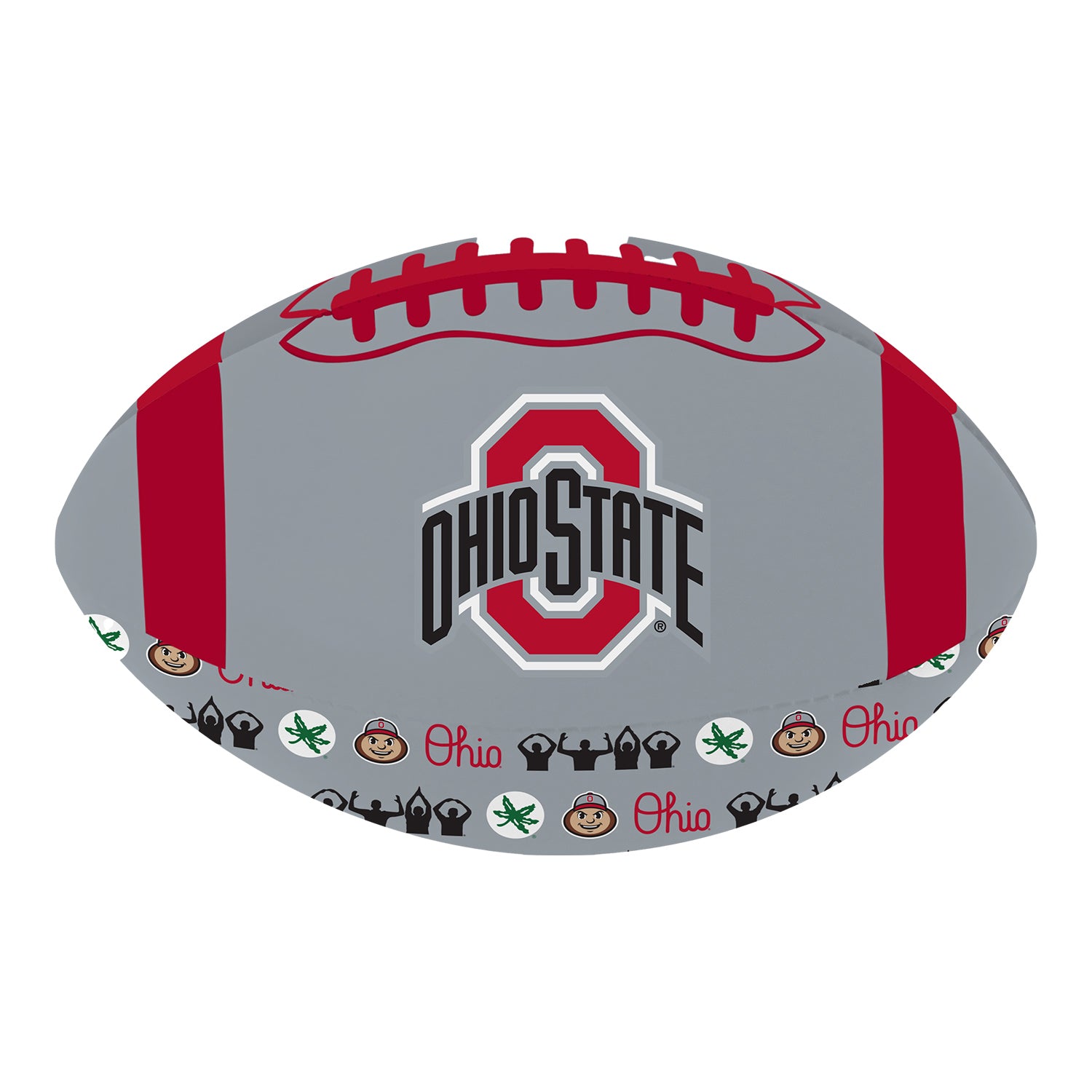Ohio State Buckeyes Baden 8" Pattern Softee Football In Grey - Front View