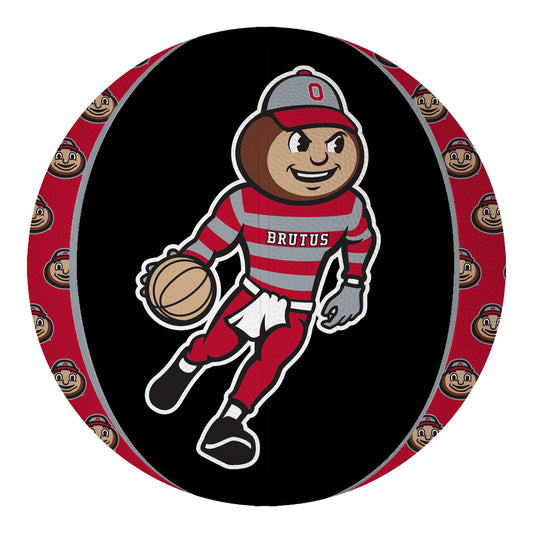 Ohio State Buckeyes Baden Repeating Brutus Mini Rubber Basketball In Black - Front View