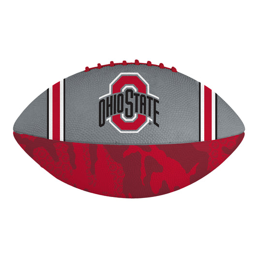 Ohio State Buckeyes Baden Scarlet Camo Rubber Football - Front View