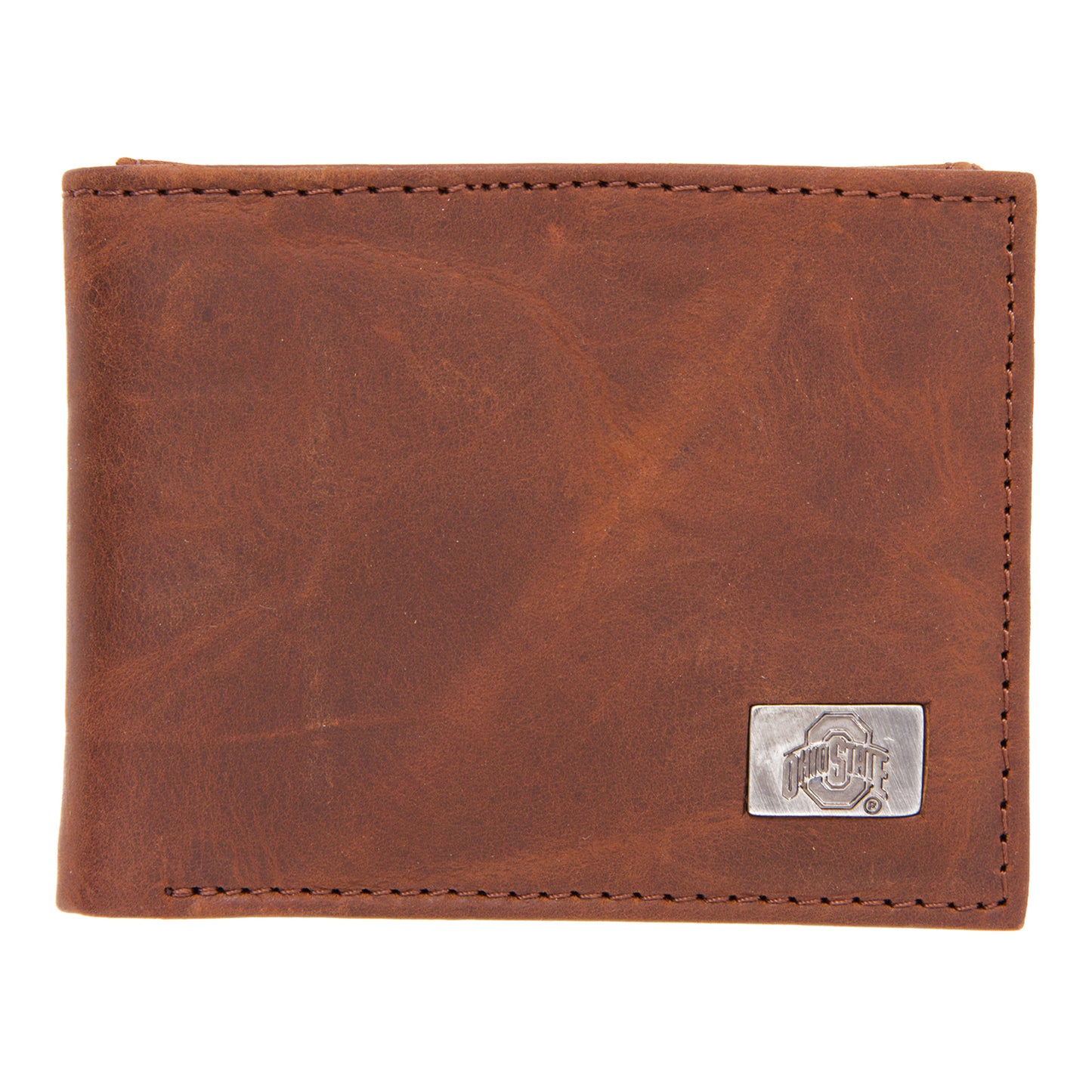Ohio State Buckeyes Logo Bi-Fold Wallet In Brown - Front View
