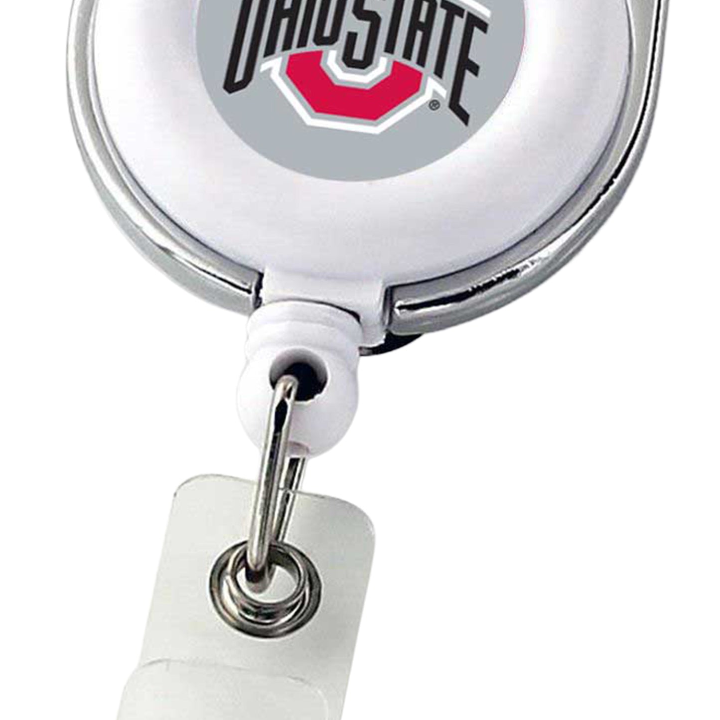 Ohio State Buckeyes Retractable Badge Clip In White - Close View