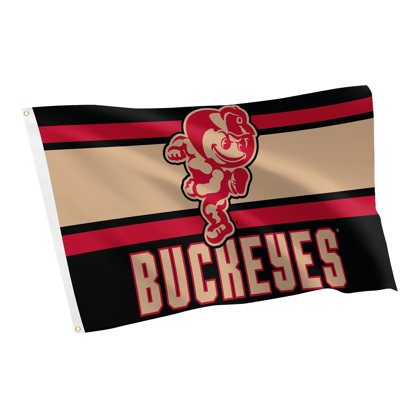 Ohio State Buckeyes Desert Cactus 3"x5" Retro Brutus Flag In Tan - Front View