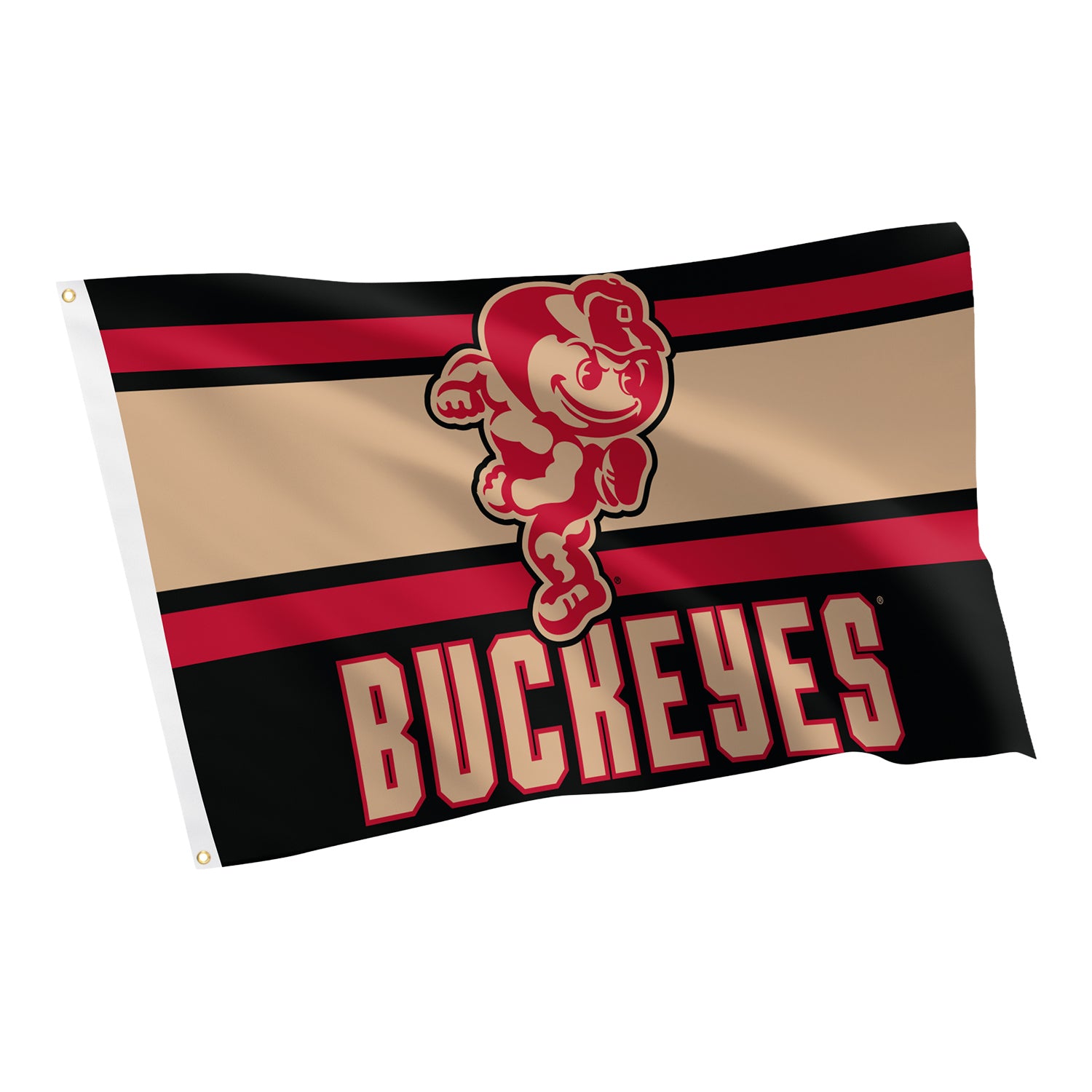 Ohio State Buckeyes Desert Cactus 3"x5" Retro Brutus Flag In Tan - Front View